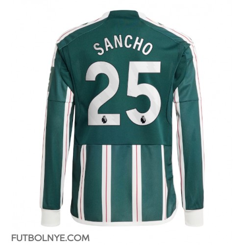 Camiseta Manchester United Jadon Sancho #25 Visitante Equipación 2023-24 manga larga